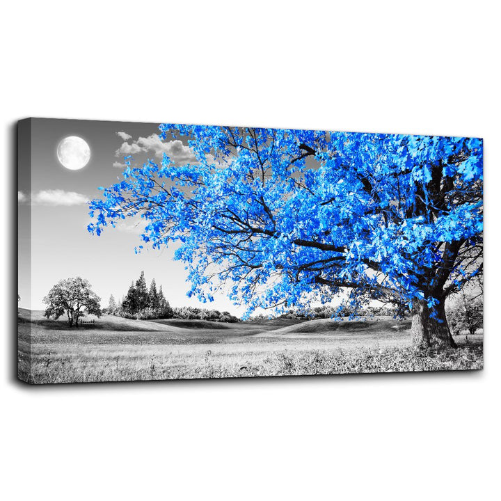 hyidecorart Bilder Baum Blaue, Natur Bäume Leinwand Bilder, 1 Teilig Wandbilder Wohnzimmer, Vintage
