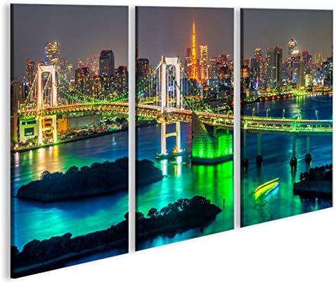 islandburner Bild Bilder auf Leinwand Tokyo V2 Japan Skyline 3p XXL Poster Leinwandbild Wandbild Dek