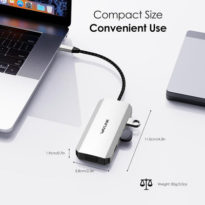 WAVLINK USB C Docking Station Quad Display, 7 in 1 USB C auf Dual HDMI Multiport Adapter mit Dual 4K