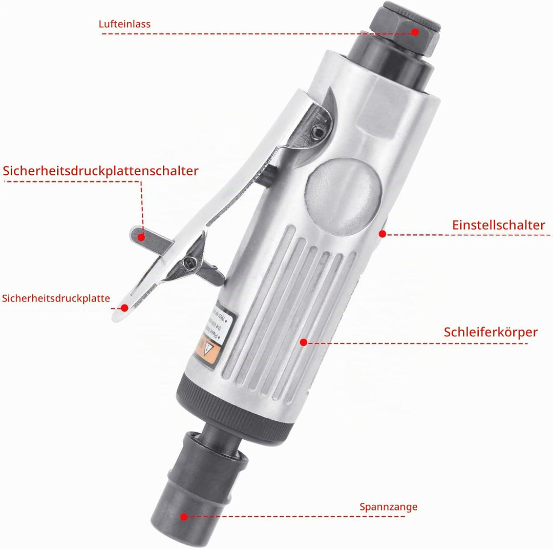 BIGP Druckluftschleifer Set, Druckluft Stabschleifer, gerader pneumatischer Schleifer, Geradschleife