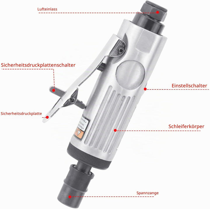 BIGP Druckluftschleifer Set, Druckluft Stabschleifer, gerader pneumatischer Schleifer, Geradschleife