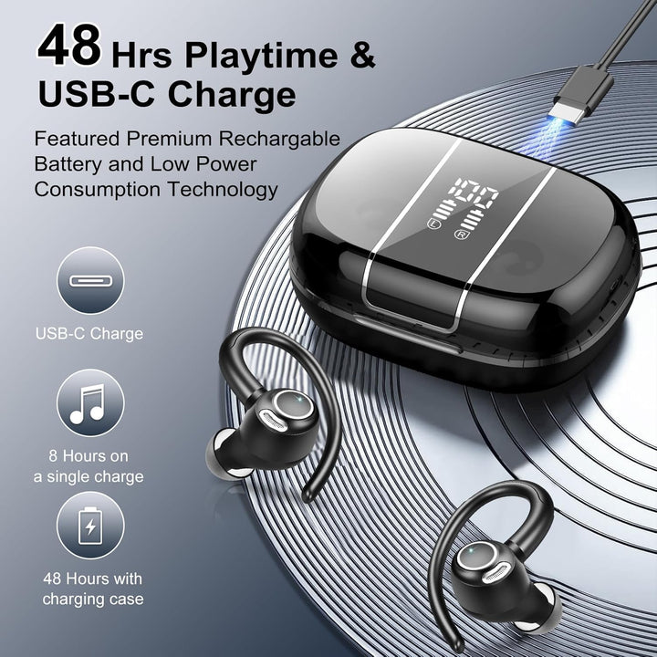 Csasan Bluetooth Kopfhörer Sport, in Ear Kopfhörer Kabellos Bluetooth 5.3 mit Ohrbügel, Hi-Fi Stereo