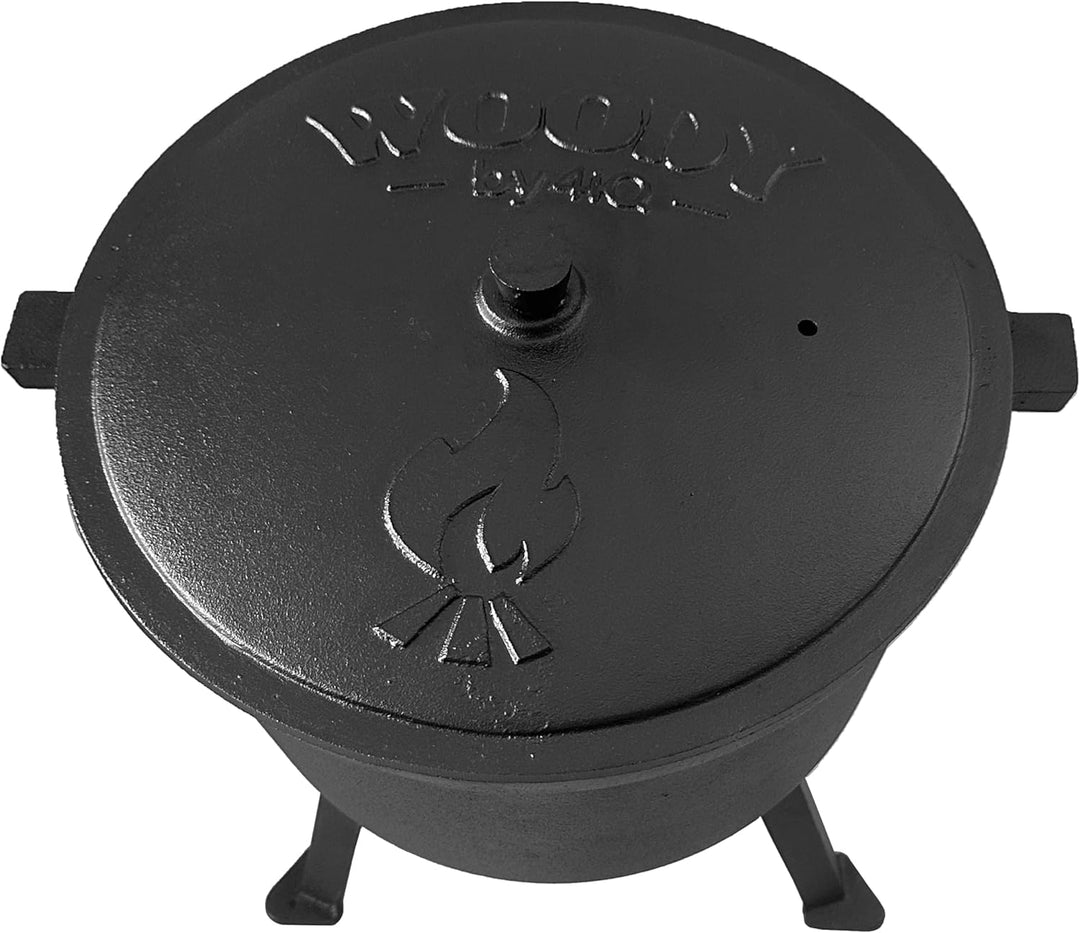4iQ Group BBQ Dutch Oven Set 10 liter - Feuertopf mit Füssen, Henkel und Deckel - Gusstopf für Outdo