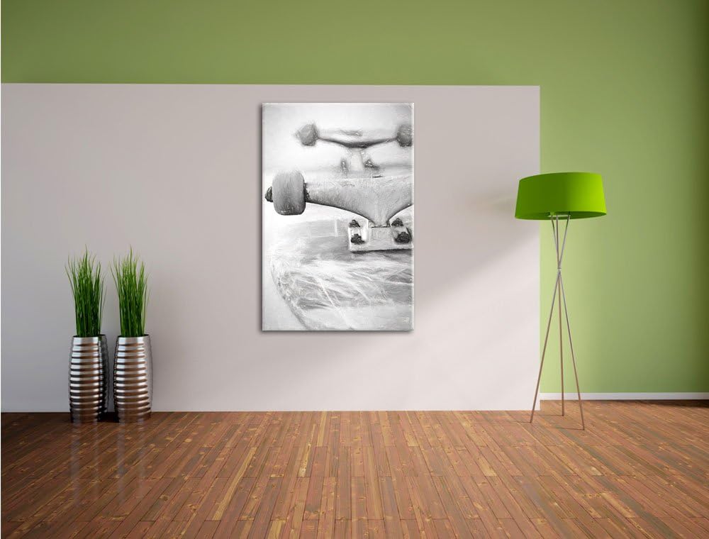 Skateboard Kohle Effekt, Format: 100x70 auf Leinwand, XXL riesige Bilder fertig gerahmt mit Keilrahm