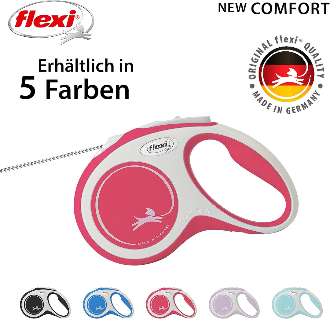 flexi Hundeleine, ausziehbar, mit weichem Griff, 3 m / 5 m / 8 m / 8 m / 8-20 kg, rot, small, 400049