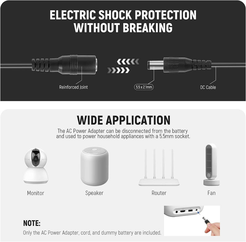 NEEWER Dummy Batterie Ersatz für LP-E6 LP-E6N LP-E6NH mit DC Koppler und AC Netzteil Kompatibel mit