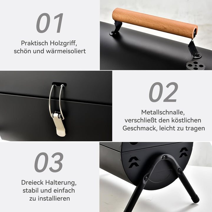 BBQ Grill Tragbar Grill Holzkohlegrill Klappbar Camping Grill Doppelseitig Räuchergrill für Outdoor