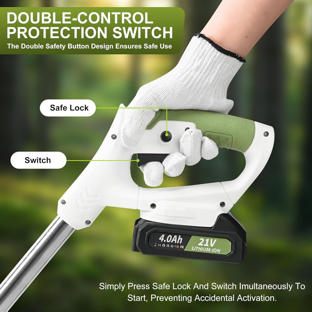 Rasentrimmer mit Akku - Cordless Lawn Strimmer with Wheels 2 Batteries 6 Metal Blades 10 Plastic Bla