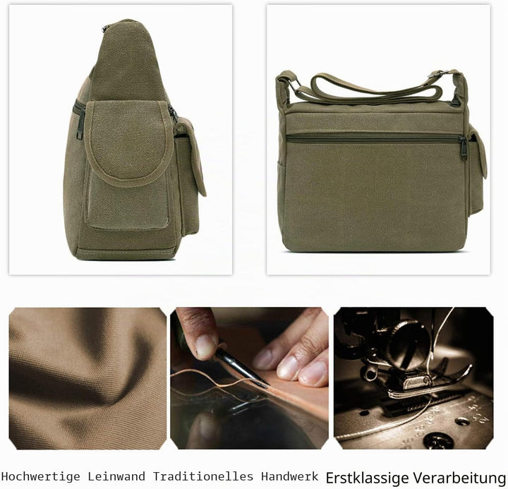 FANDARE Umhängetasche Schultertasche 7.9 inch iPad Tasche Unisex Vintage Canvas Messenger Tasche für