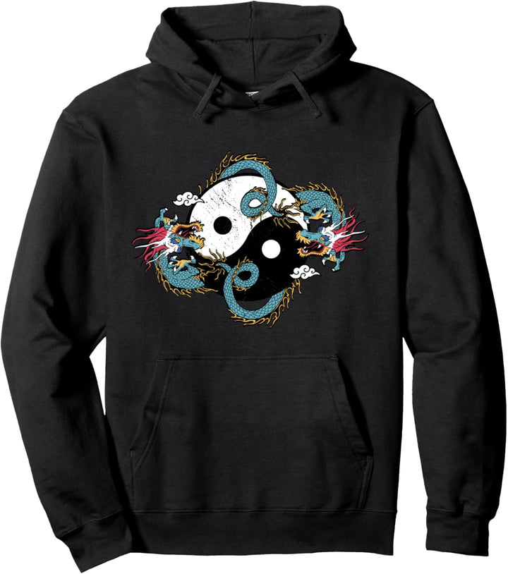 Japanese Aesthetic Dragon Yin Yang Anime Fashion Clothes Pullover Hoodie
