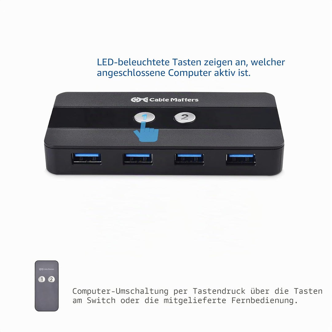 Cable Matters Dual 4K 60Hz USB C KVM Switch 2 Monitore/KVM Switch Displayport, HDMI & 4x USB 3.0 - F