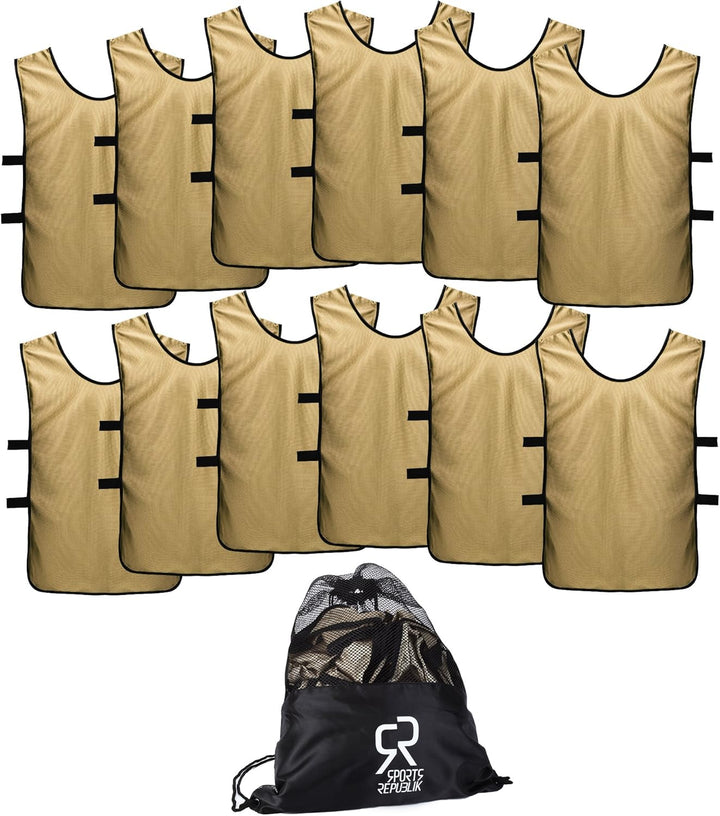 Sport Trikot Leibchen (12er Pack) - Fussball Trainingsleibchen XL Gold, XL Gold