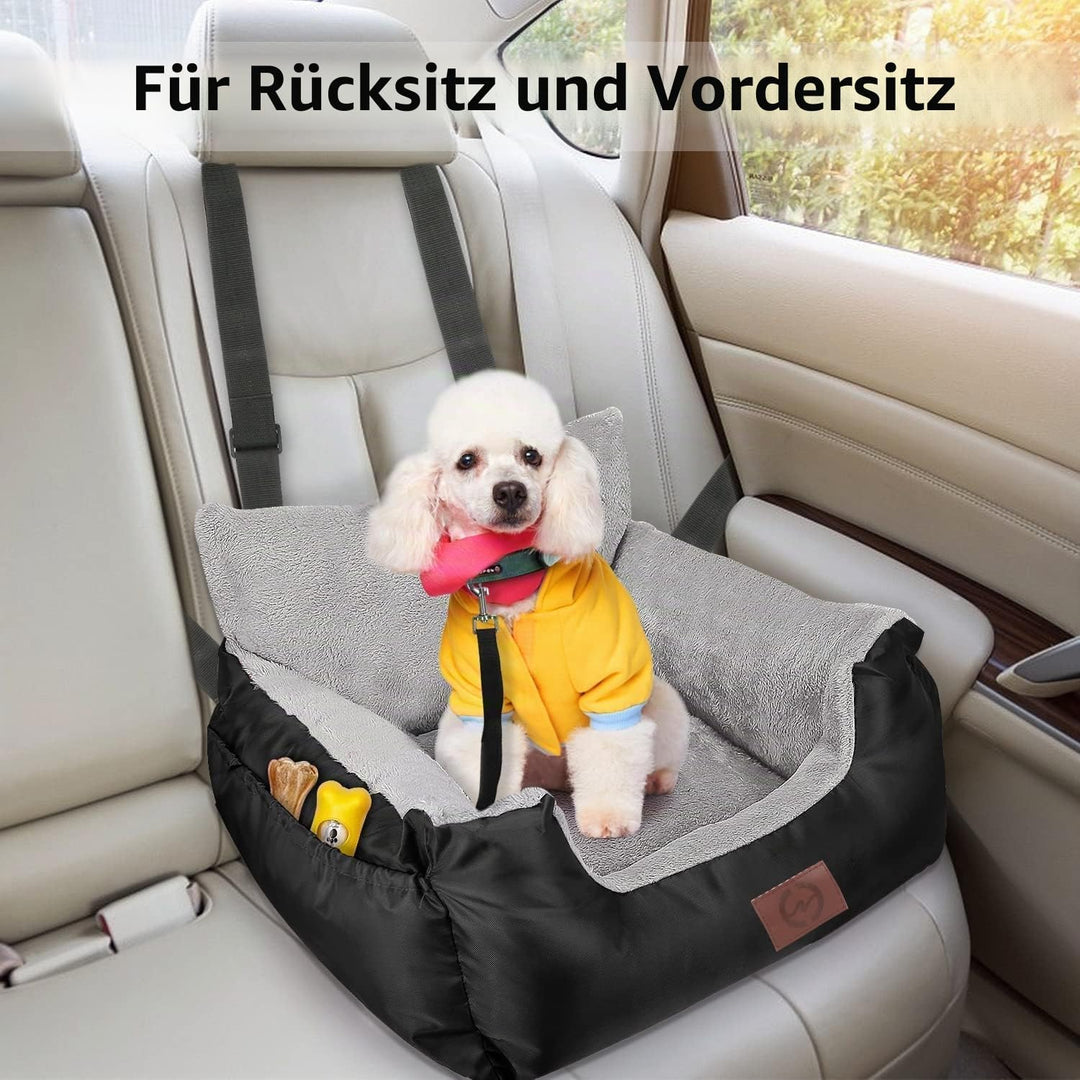 FAREYY Autositz für Kleine Hunde Katzen mit Aufbewahrungstasche und Sicherheitsleine, Wasserdicht Wa