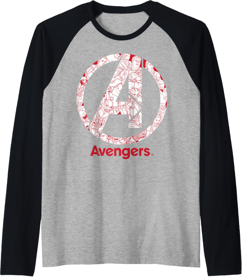 Marvel Avengers Line Art Logo Raglan