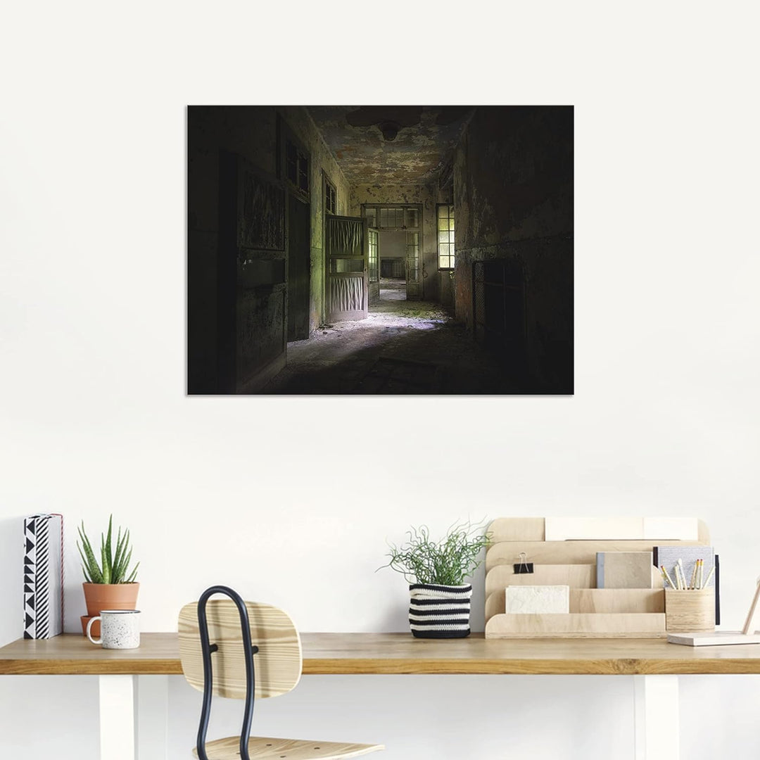 ARTland Wandbild Alu Verbundplatte für Innen &amp; Outdoor Bild 40x30 cm Lost Places Ruine Flur Verlasse