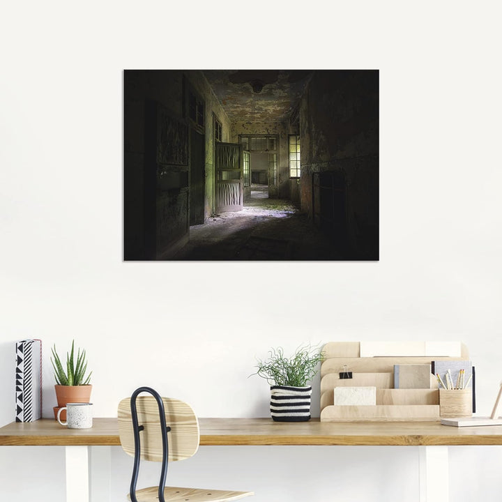 ARTland Wandbild Alu Verbundplatte für Innen &amp; Outdoor Bild 40x30 cm Lost Places Ruine Flur Verlasse
