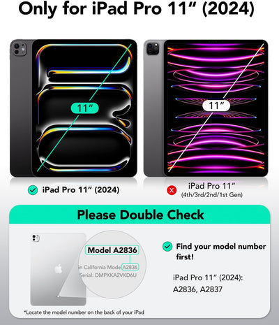 ESR für iPad Pro 11 Zoll Hülle (2024, 5. Generation) mit Stifthalter, Abnehmbarer Magnetabdeckung, v