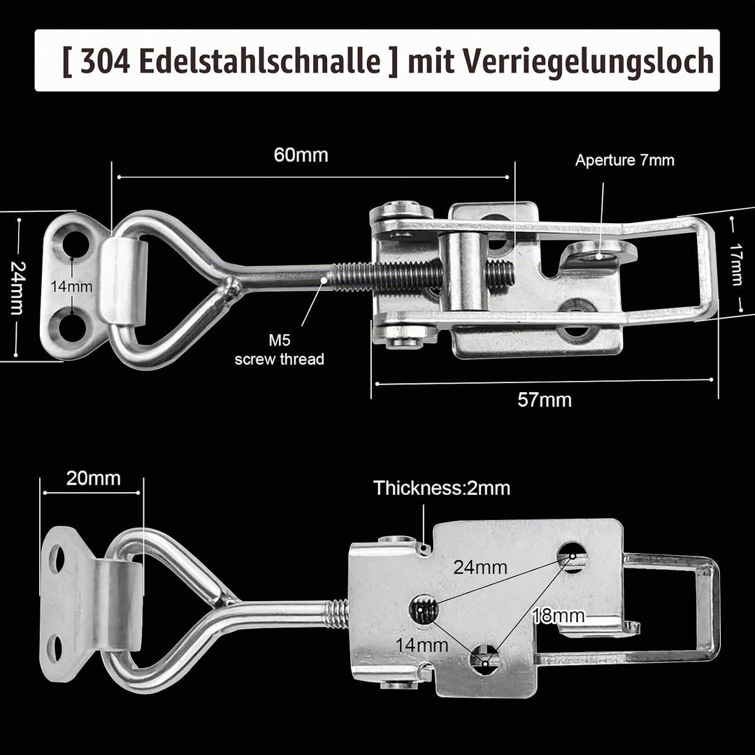 TONAUP Spannverschluss Edelstahl Set, 6 Stück M5 Klein Kniehebelspanner Kistenverschluss, Verstellba
