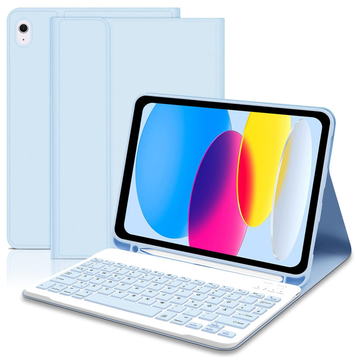 Lielax Hülle Tastatur für iPad (A16) 11./10. Generation (2025/2022), (11/10.9 Zoll), QWERTZ Layout K