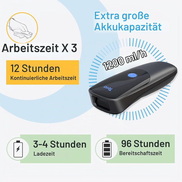 Tera Pro Series 2D QR 3-in-1 Portable Mini Barcode Scanner Bluetooth &amp; USB Cable &amp; 2.4G Wireless wit