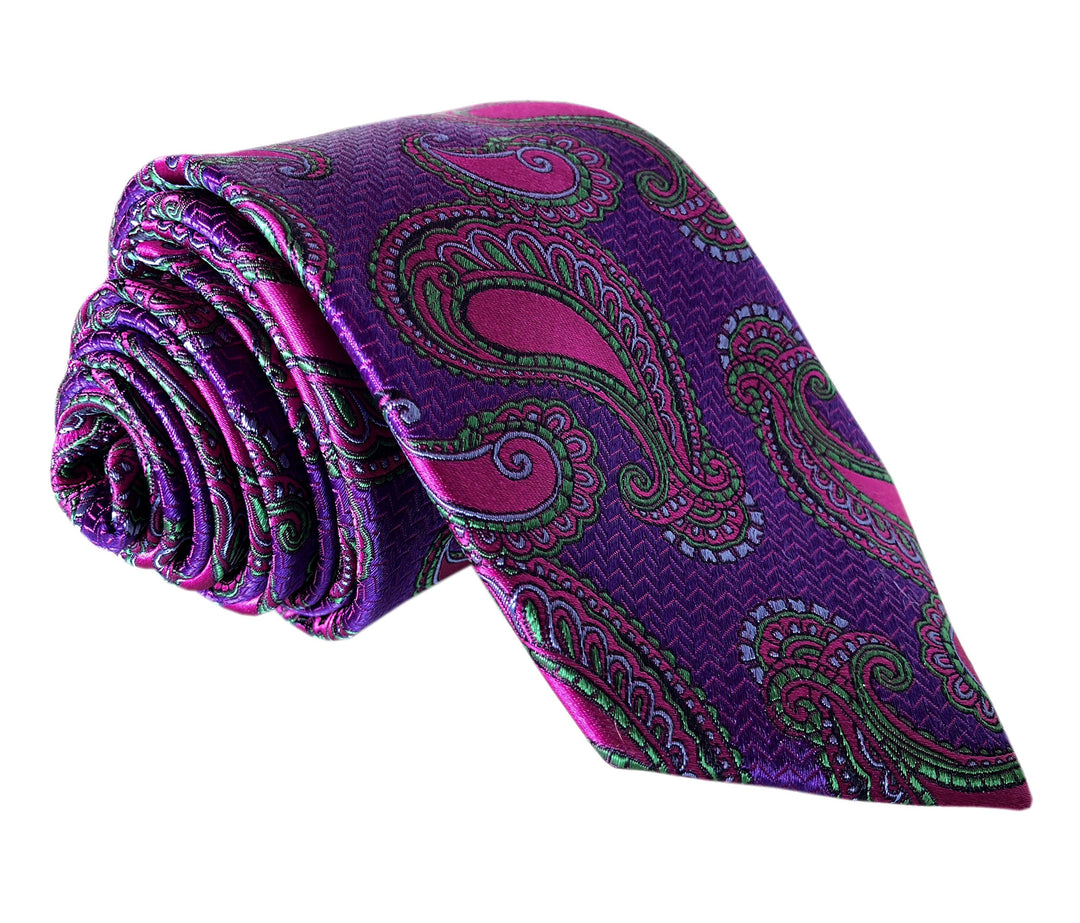 DUCHAMP London Herren Krawatte aus 100 % gewebter Seide, Paisleymuster Violett
