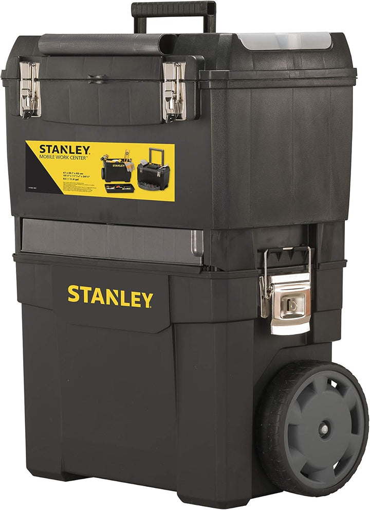 Stanley Rollende Werkstatt aus Metall-Kunststoff 1-79-206 – Werkzeugwagen leer mit 3 modularen Einhe