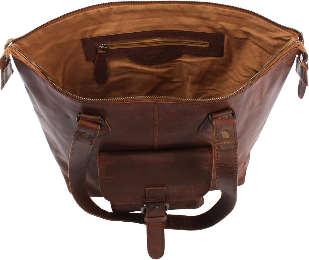 LECONI Shopper gross Henkeltasche Damentasche Rindsleder vintage Ledertasche Damen Schultertasche 38