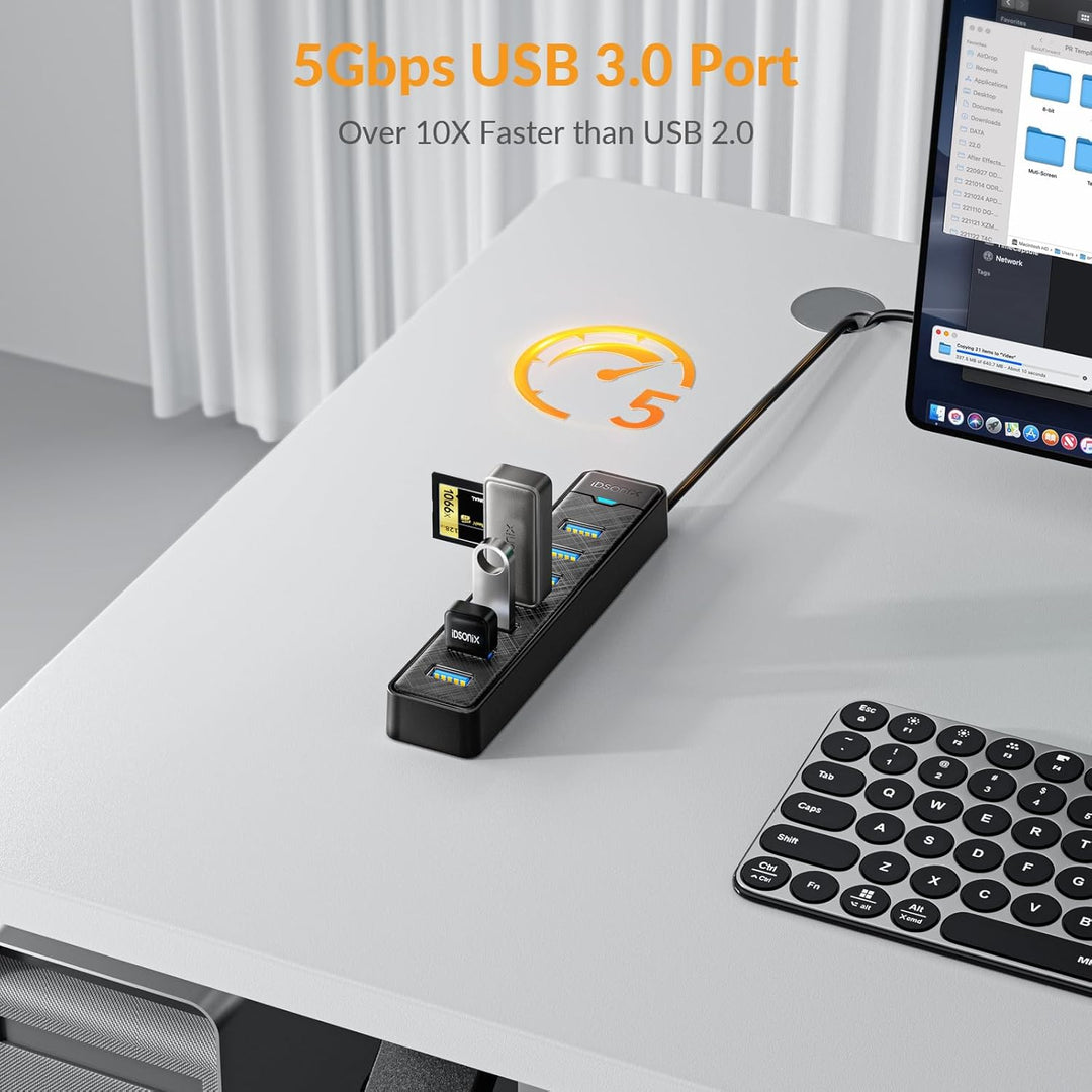 iDsonix USB Hub 3.0, 7 Ports USB Hub [0.5m] USB Verteiler Multiport Adapter USB Splitter 5Gbps Data