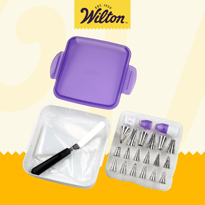 Wilton 2104-1368 Tüllen Set Deluxe, Edelstahl, Lila, 6.12 x 21.92 x 20.75 cm Deluxe Tip Set, 46-Piec