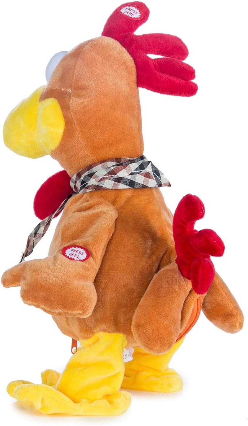 Goods & Gadgets Tanzender Gockel mit Melodie Plüschtier Hahn Singendes Stofftier Huhn - Spielt Melod