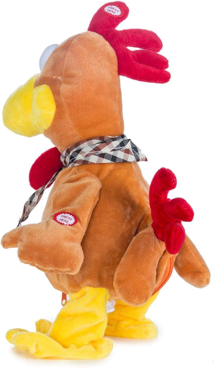 Goods & Gadgets Tanzender Gockel mit Melodie Plüschtier Hahn Singendes Stofftier Huhn - Spielt Melod