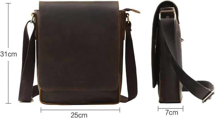 Leathario Herren Leder umhängetasche messger Bag Ledertasche für Business Retro Dunkelbraun671, Dunk