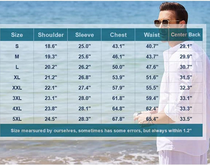 COOFANDY Hemd Herren Langarm Leinenhemd Baumwolle Henley Shirt Casual Regular Fit Sommerhemd S Beige