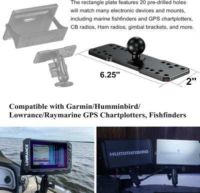 BRCOVAN 1-Zoll-Kugel Fischfinderhalterung Platte, Universelle Marine-Elektronikplatte aus Aluminiuml
