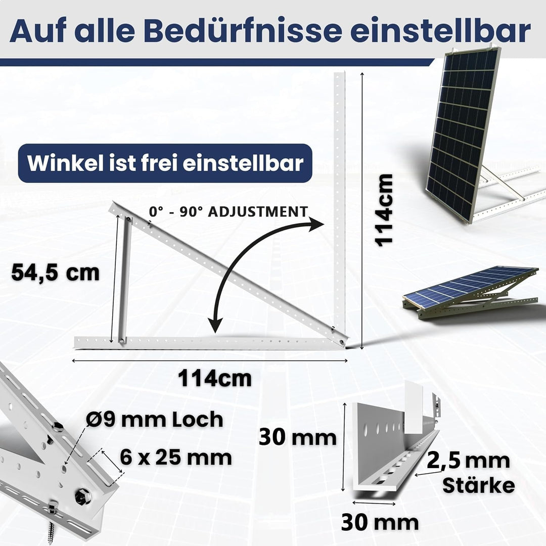 Solarmodul Halterung 45 Zoll,Photovoltaik Universal Solarmodul Halterungen 114CM photovoltaik, Balko