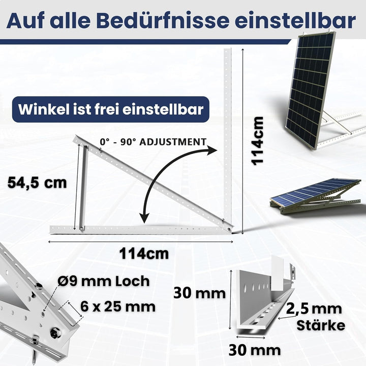 Solarmodul Halterung 45 Zoll,Photovoltaik Universal Solarmodul Halterungen 114CM photovoltaik, Balko