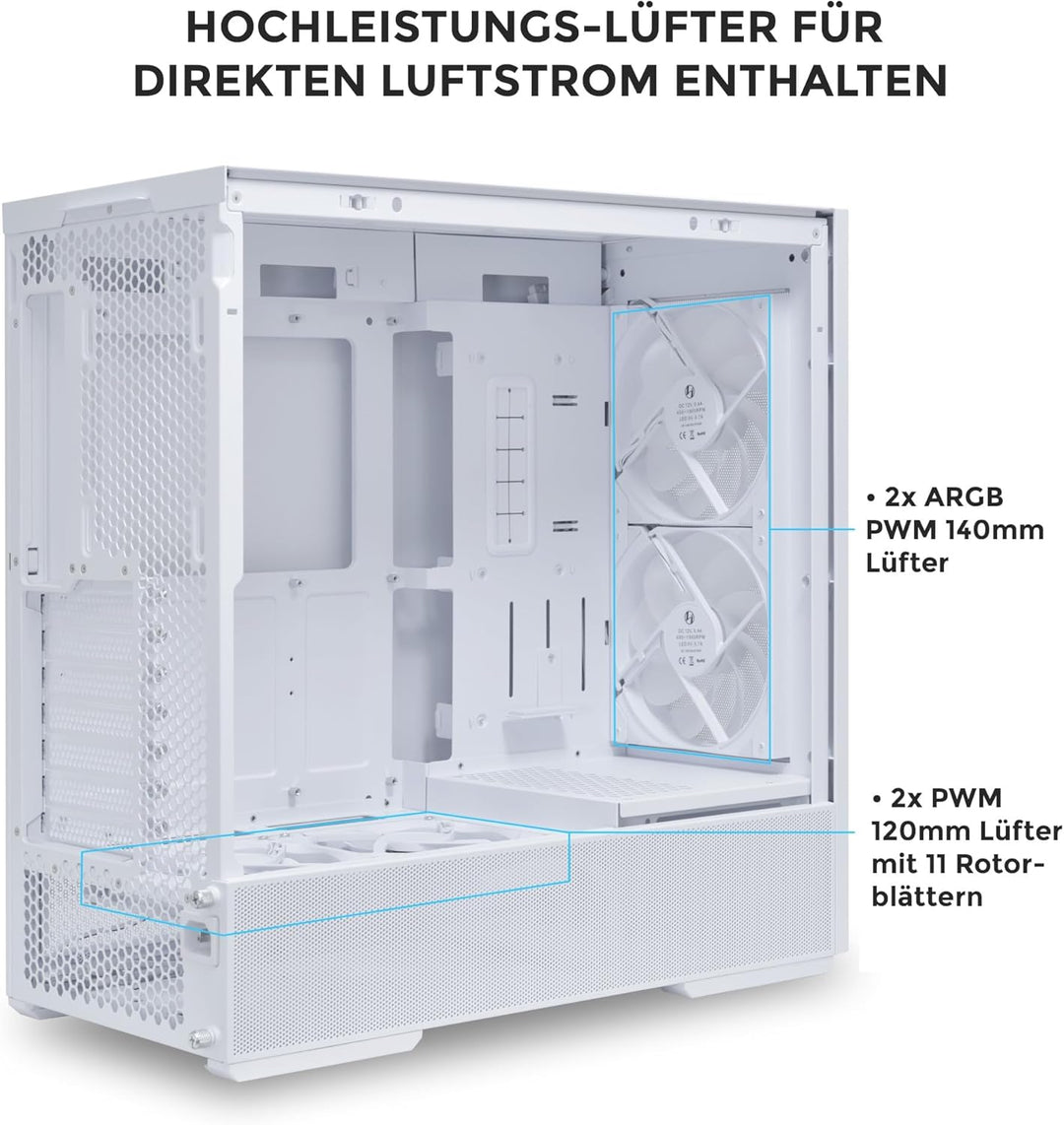 Lian Li LANCOOL 207 Gaming PC Gehäuse ATX Weiss - Midi Tower PC Gehäuse mit RGB-Beleuchtung, Grafikk