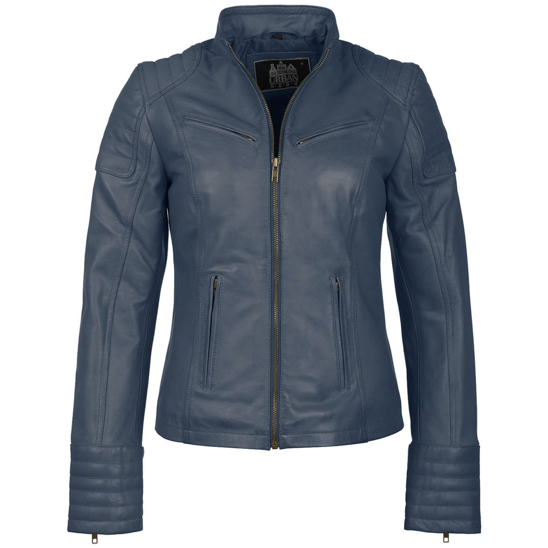 URBAN 5884 Damen Angelina Lederjacke, Jacke aus echtem Lammfell, Kurz und Enganliegend, Glattes und