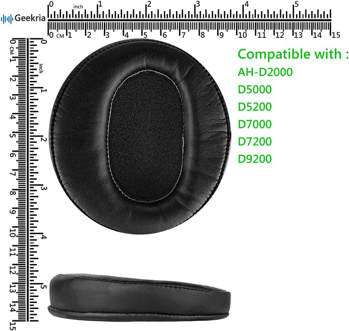 Geekria QuickFit Protein Leder Ersatz Ohrpolster für DENON AH-D2000, D5000, D5200, D7000, D7200, D92