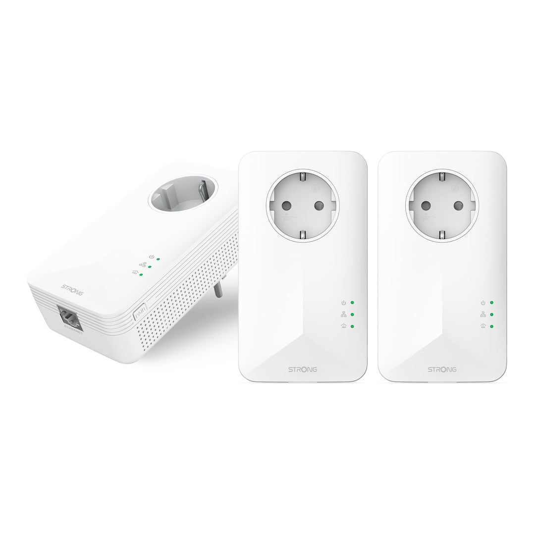 STRONG Powerline 1000 Triple Pack, PowerLAN-Adapter Set mit 3 Stück, 100 Mbit/s, Hochgeschwindigkeit