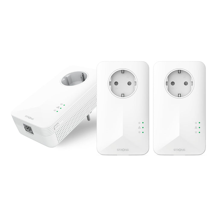 STRONG Powerline 1000 Triple Pack, PowerLAN-Adapter Set mit 3 Stück, 100 Mbit/s, Hochgeschwindigkeit