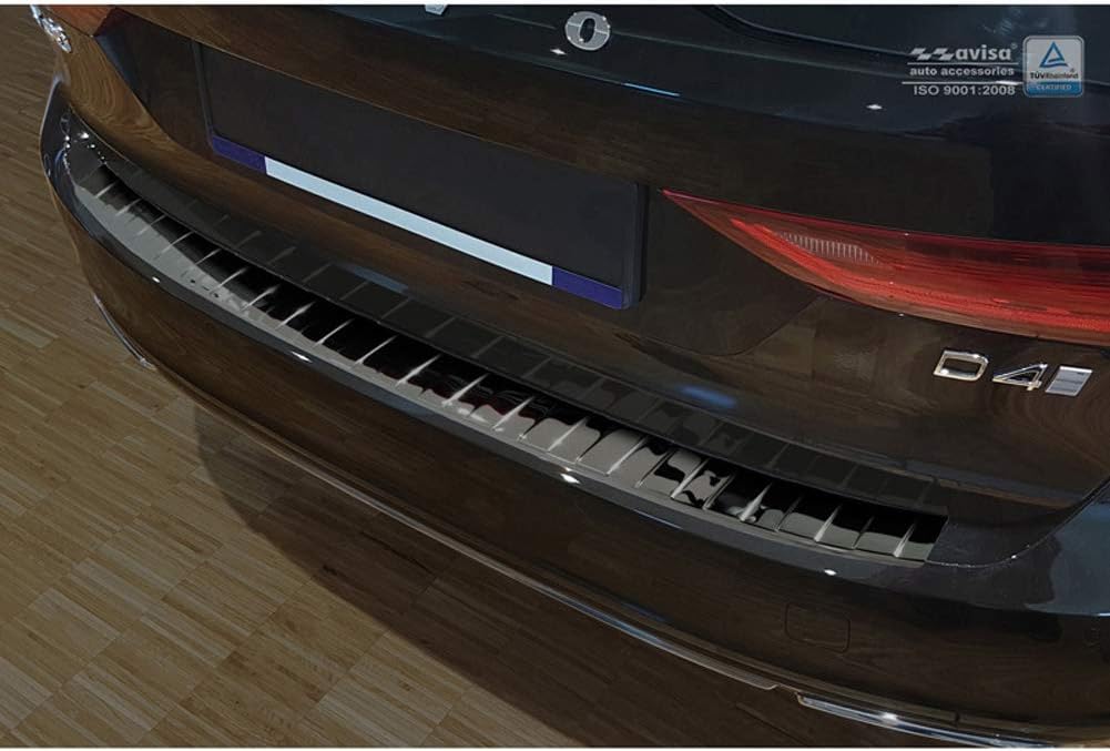 Avisa Spiegelschwarz Edelstahl Heckstossstangenschutz kompatibel mit Volvo V90 9/2016- &