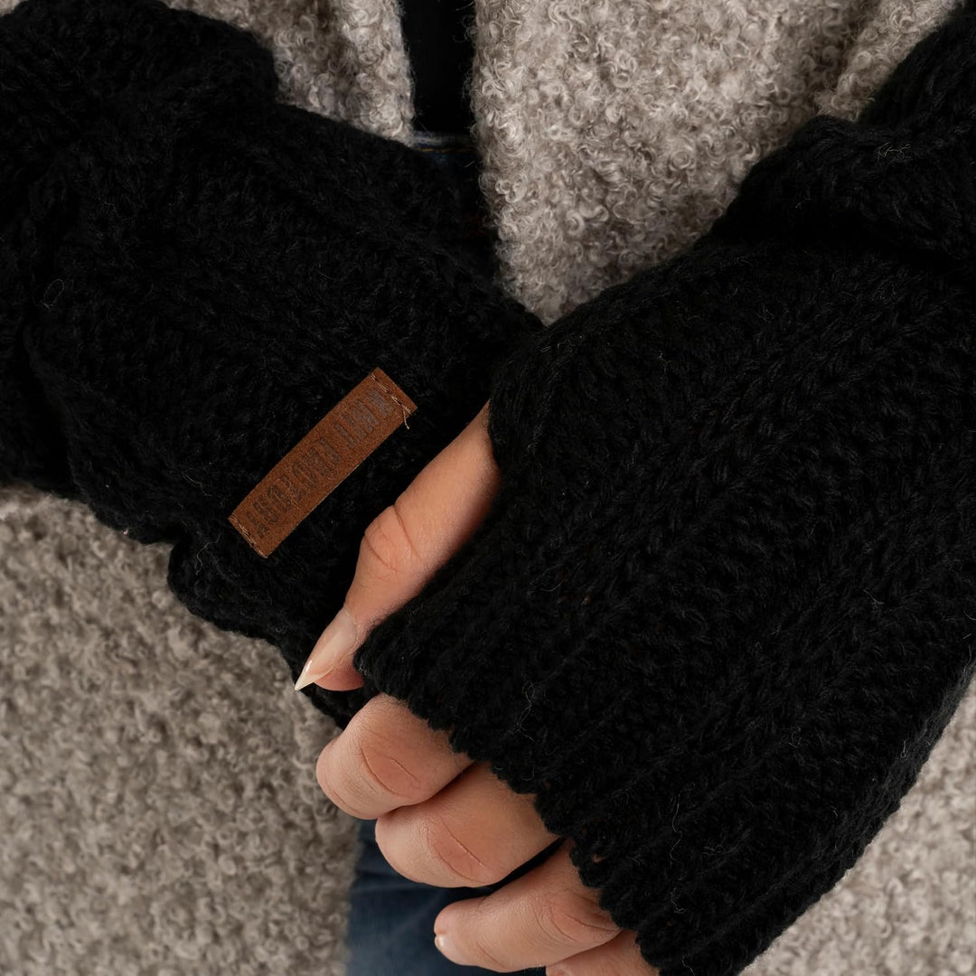 KNIT FACTORY - Nica Armstulpen - One Size Schwarz, Schwarz