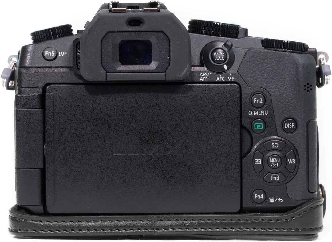 MegaGear MG892 Ever Ready Leder Kameratasche mit Trageriemen kompatibel mit Panasonic Lumix G80, G81