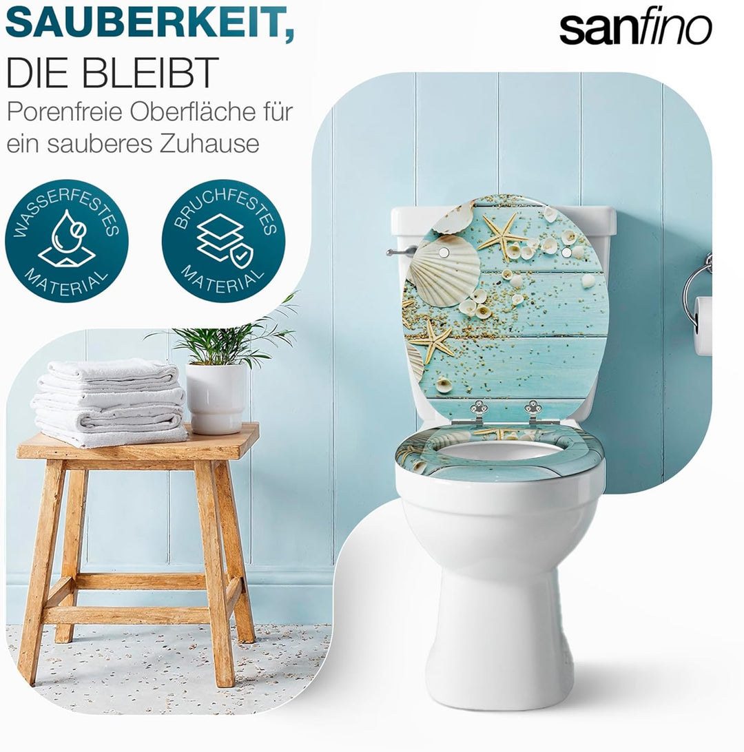 Premium WC Sitz mit Absenkautomatik – hochwertige Toilettendeckel aus Holz, viele bunte Motive, hohe