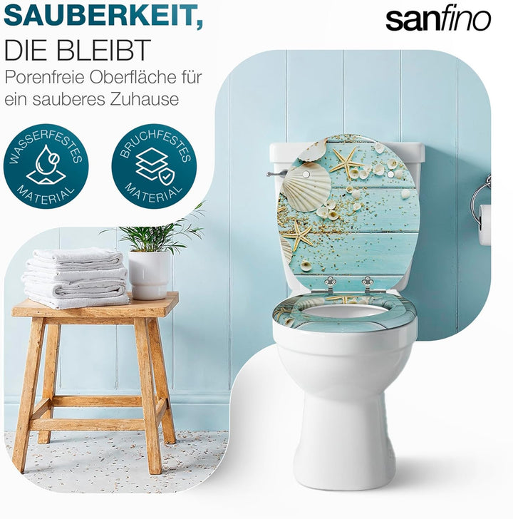 Premium WC Sitz mit Absenkautomatik – hochwertige Toilettendeckel aus Holz, viele bunte Motive, hohe