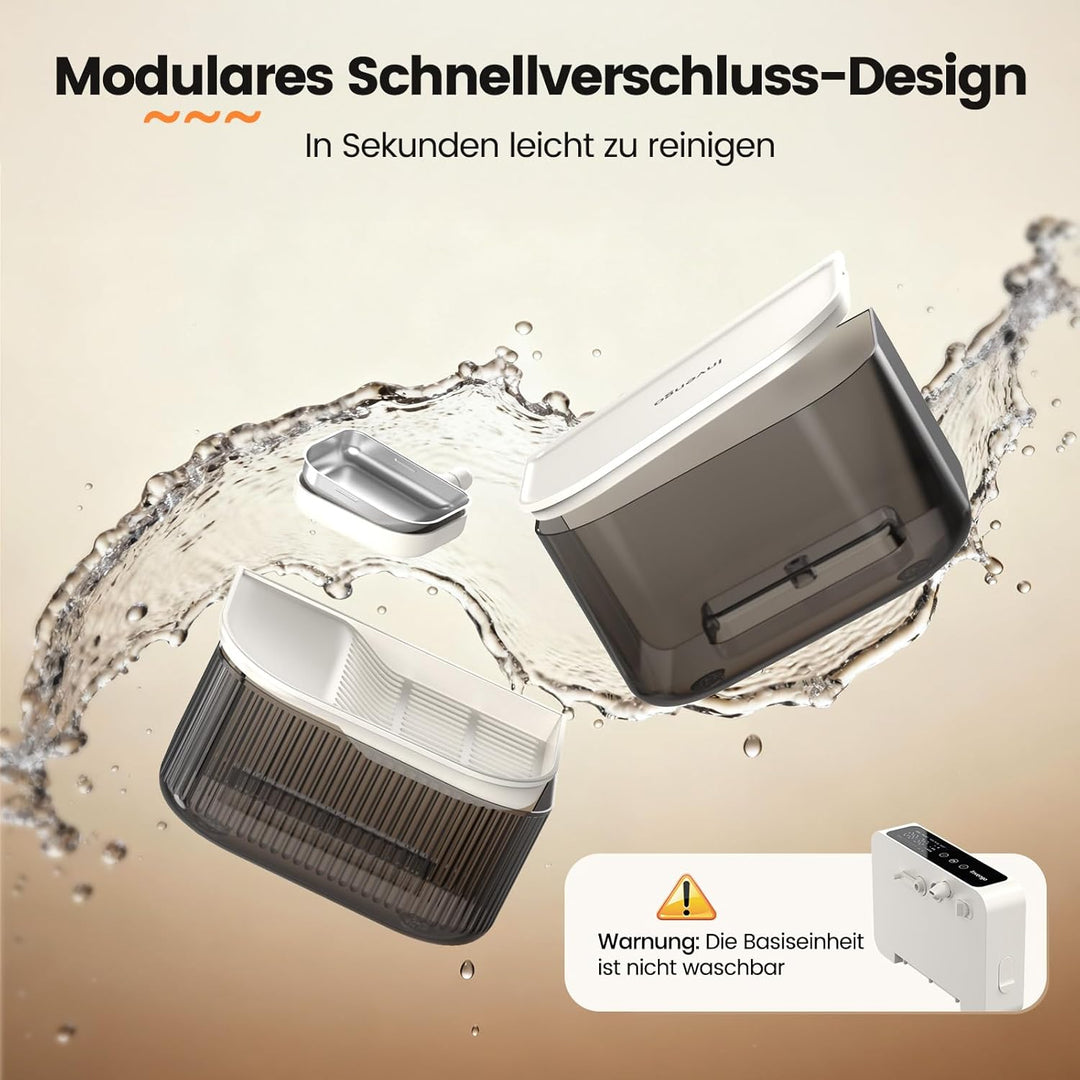 Kabelloser Katzenbrunnen, 3.5L Innovativer Trinkbrunnen mit Abwasser-Trennungs-System ohne Filterwec
