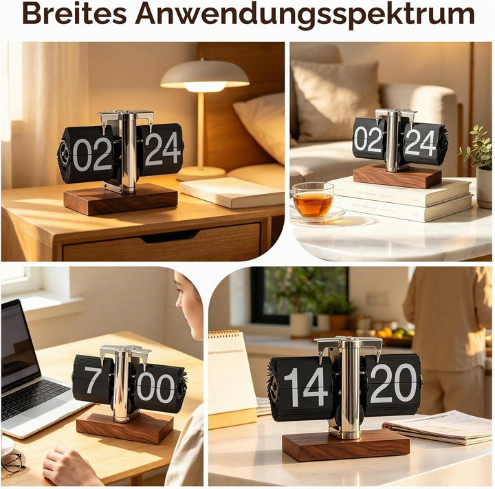 Retro Flip Vintage Schreibtisch Tisch Uhr, mechanische Auto Flip Schreibtisch Uhr grosse Anzahl 24H