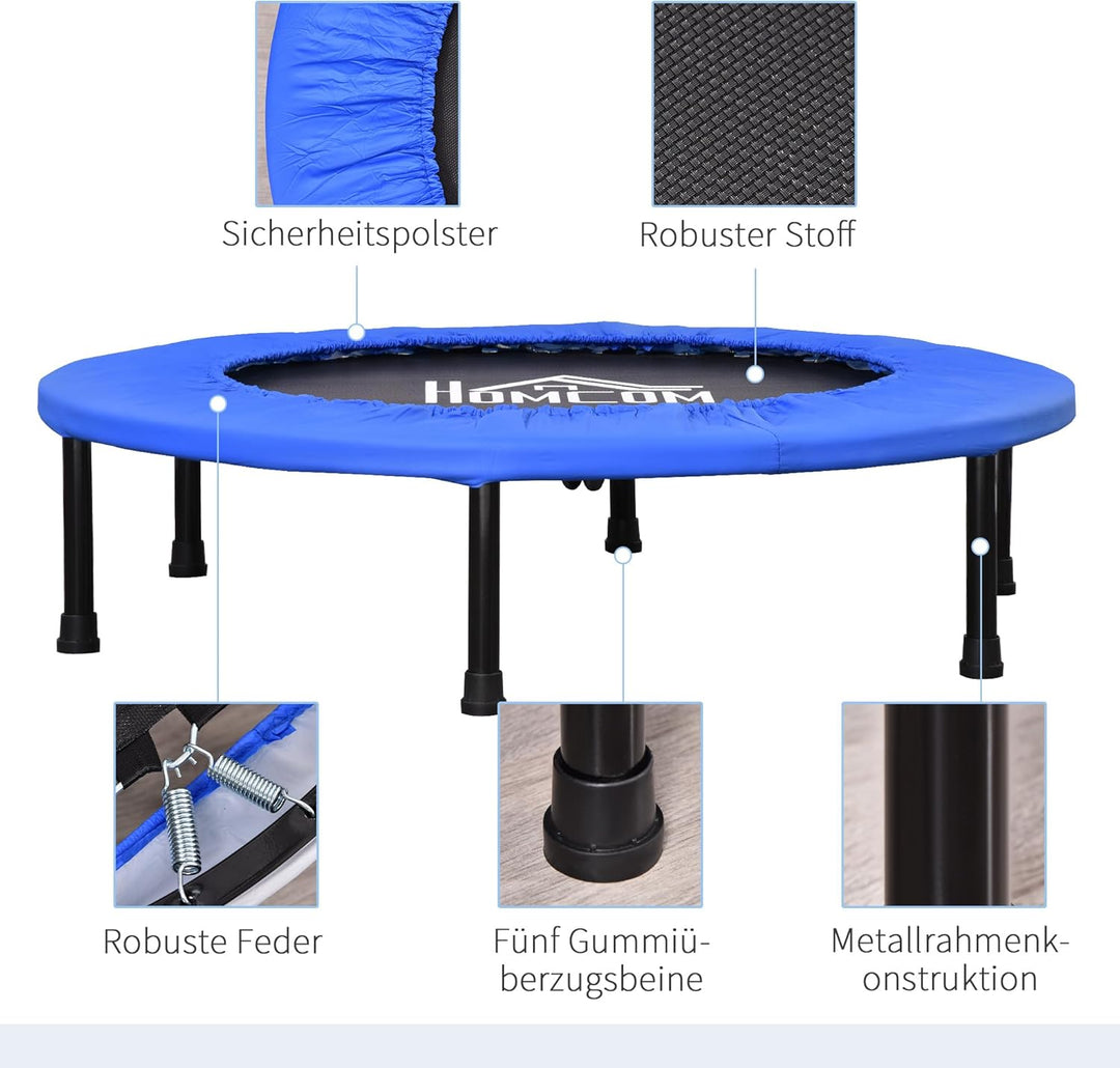 HOMCOM Fitness Trampolin Ø91 cm Mini Trampoline mit rutschfesten Füssen Trampolin 100kg Belastbar fü