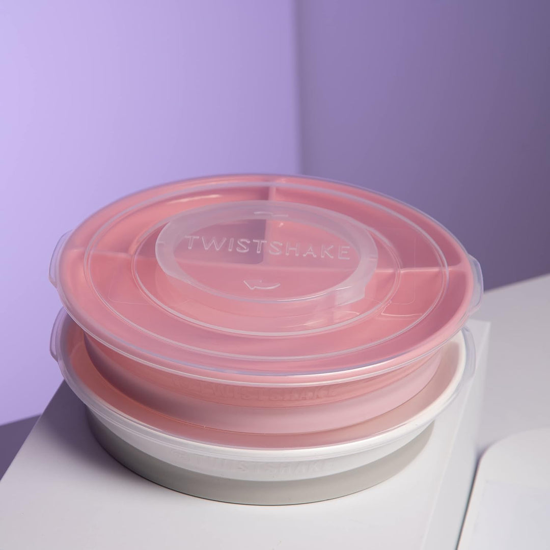 Twistshake 2x Geteilter Teller | Babyteller mit luftdichtem Deckel | BPA-freier Baby-Entwöhnungstell